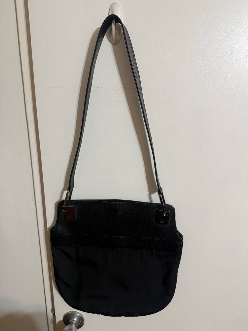 Gucci Black Shoulder Bag with Leather Trim